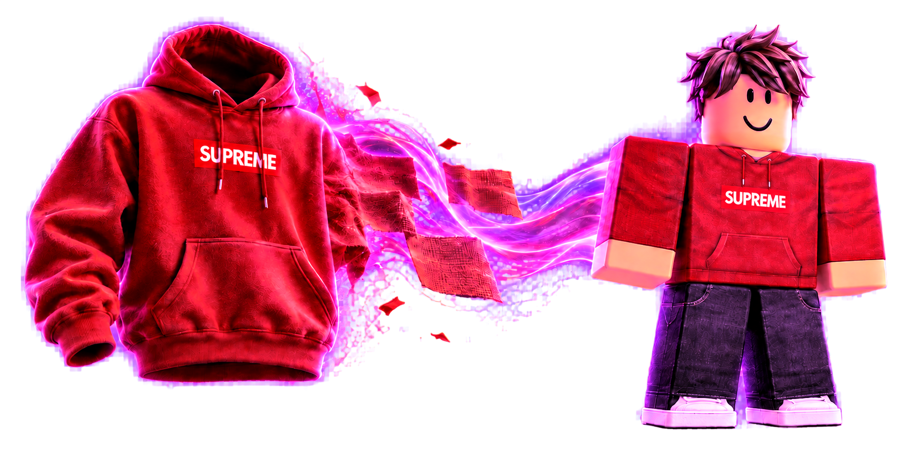 Transformation from a real hoodie to Roblox Classic clothing